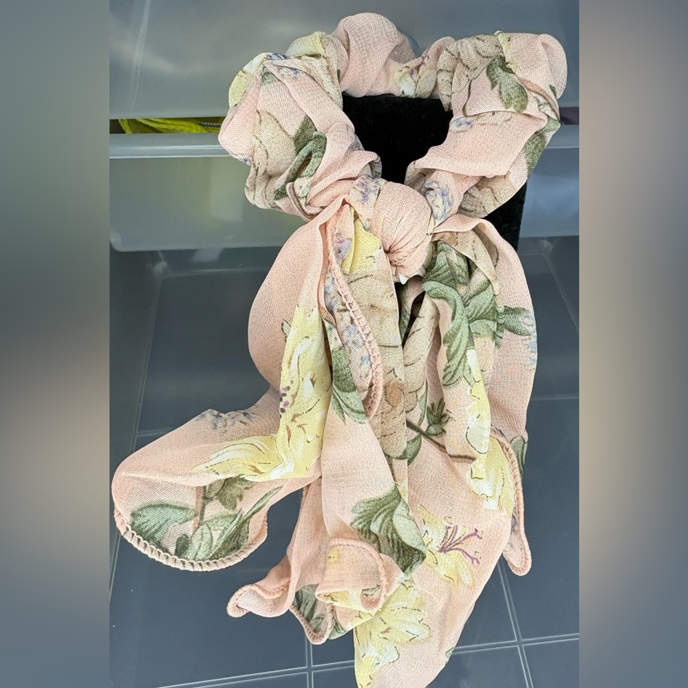 Floral Pink Scrunchie with a Tail